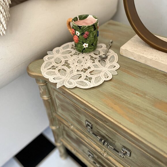 🆕 SET 2 Vintage Crystal Lace Round Doily | 9” Cutout Butterfly Design | NWT - Picture 2 of 6